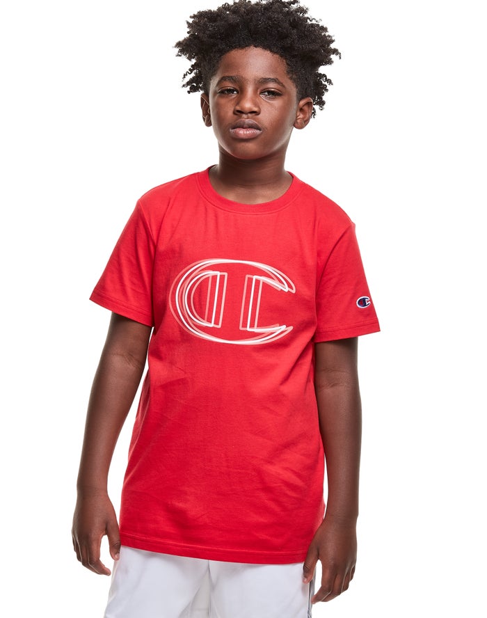 Champion T-Shirt Jongens - Rood - Vibrating C Logo ( 164927-DNE )